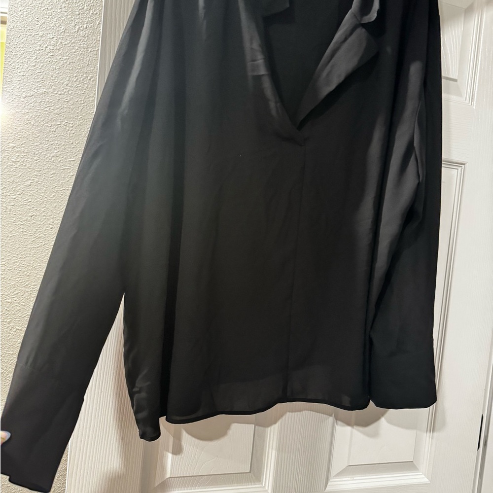 Eloquii Sheer Black Long Sleeve Shirt - Size 26